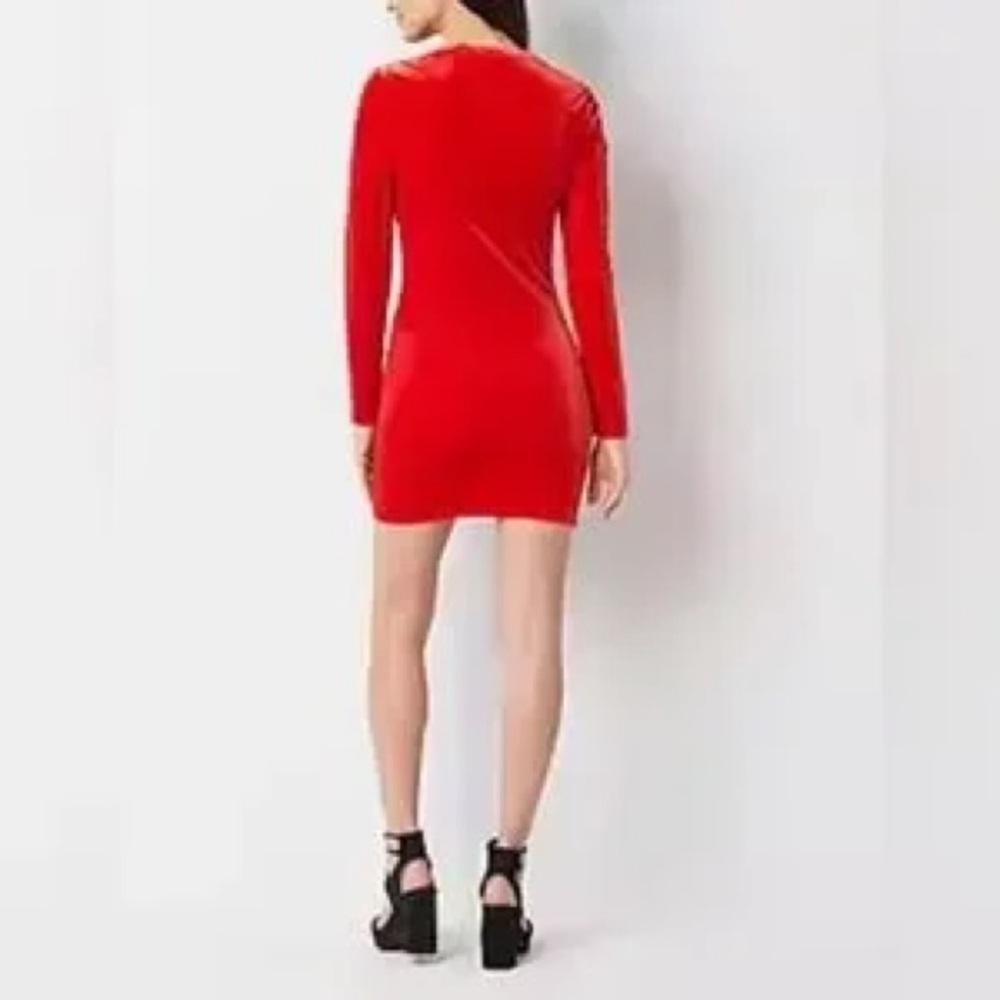 Juicy Couture Red Velvet Long Sleeve Dress - Picture 2 of 5